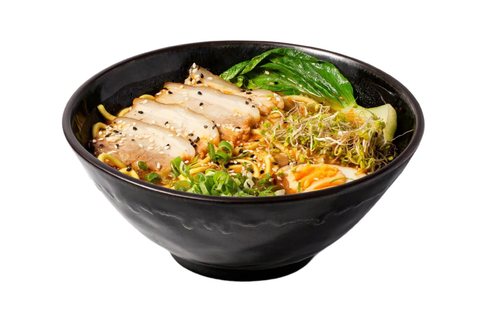 Ramen with braised pork belly, leafy greens and soft-boiled egg at J7 Ramen, a Japanese Restaurant in Whitby